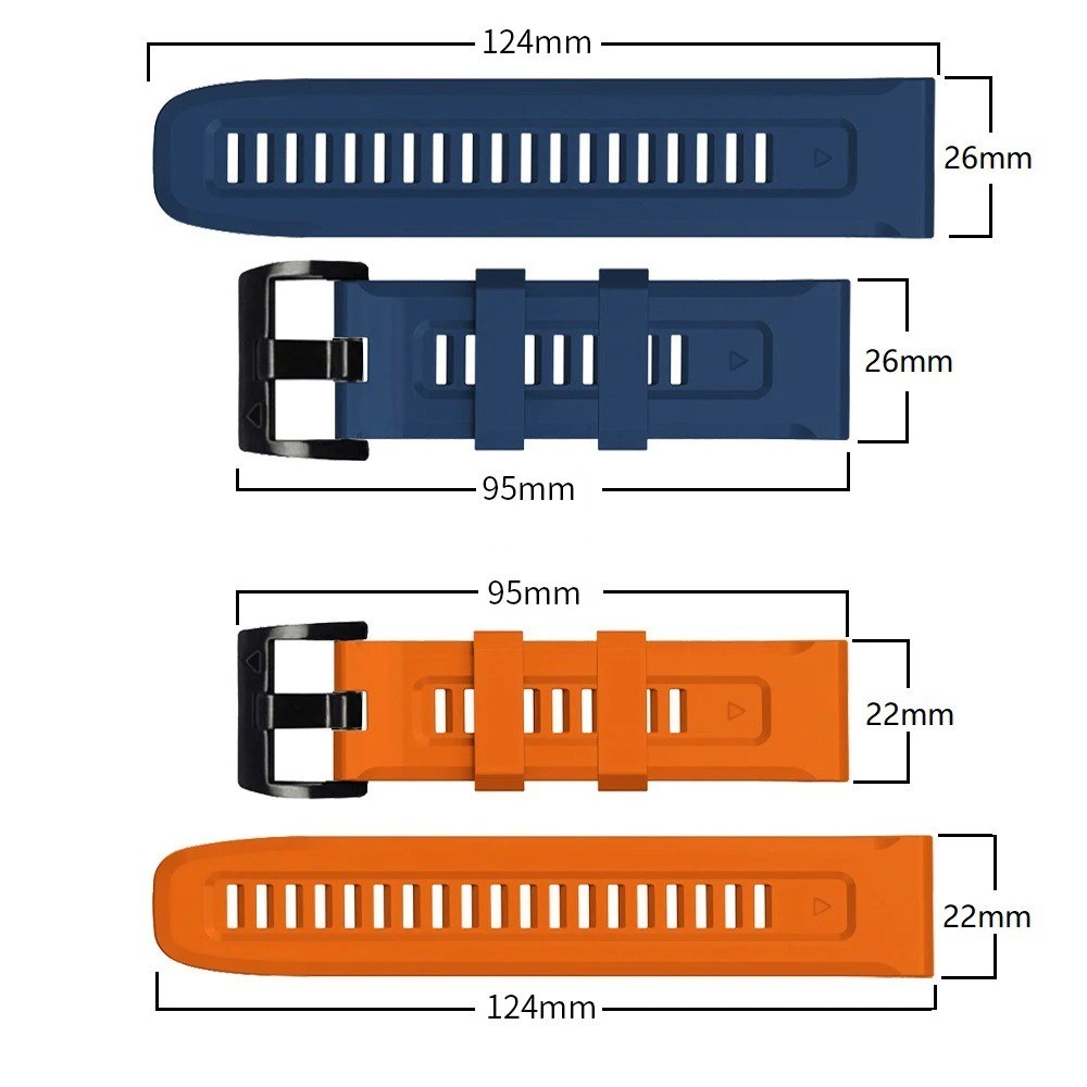 QuickFit 22mm 26mm Silicone Watch Band Quick Release Sport Strap Replacement