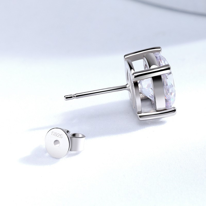 3-5mm D VVS1 Round Cut Moissanite Stud Earrings Women Gift 925 Sterling Silver