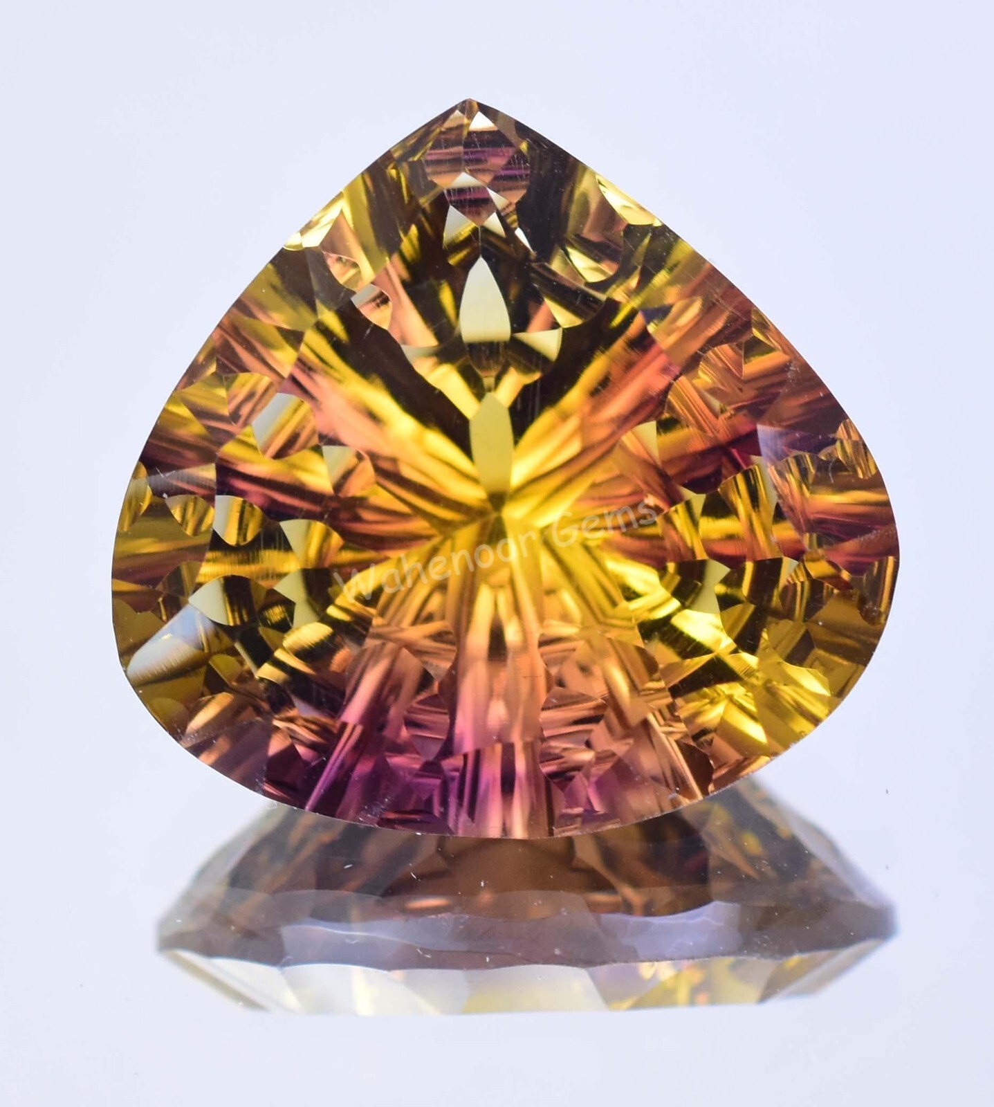 Flawless Natural Bi-Color Ametrine 37.10 Ct Pear Certified Untreated Gemstone