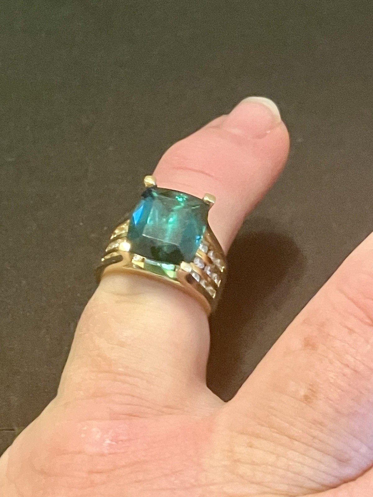 FRANK LAU CUSTOM 14k GOLD 7.74 CT INDICOLITE TOURMALINE DIAMOND RING 6.5 11,600