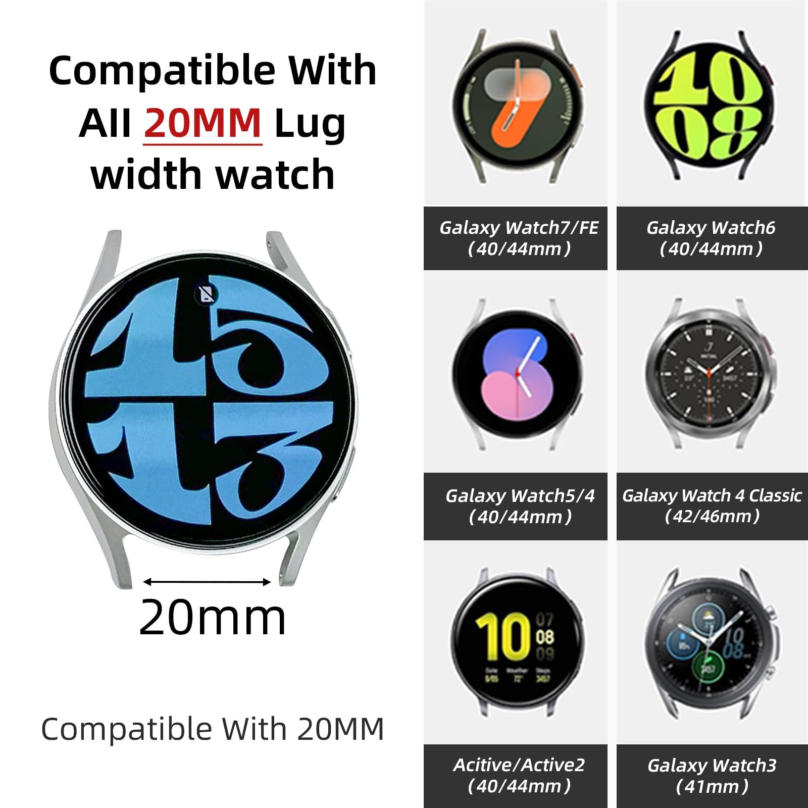 Leather Band Compatible with Galaxy Watch 7 Bands 44mm 40mm,Galaxy Watch 6/5/…
