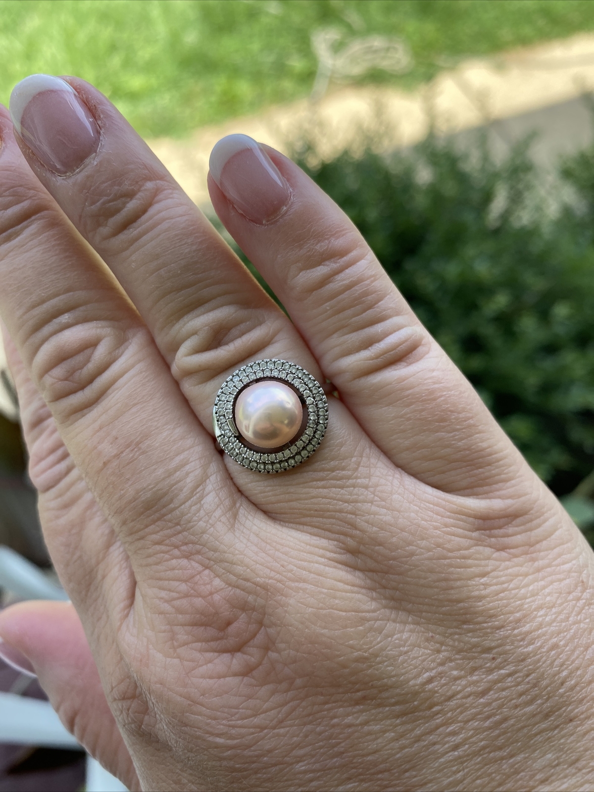 Zenalya Golden Peach 10.3 mm Pearl Daydreamer sz 9 Stamped Sterling .925