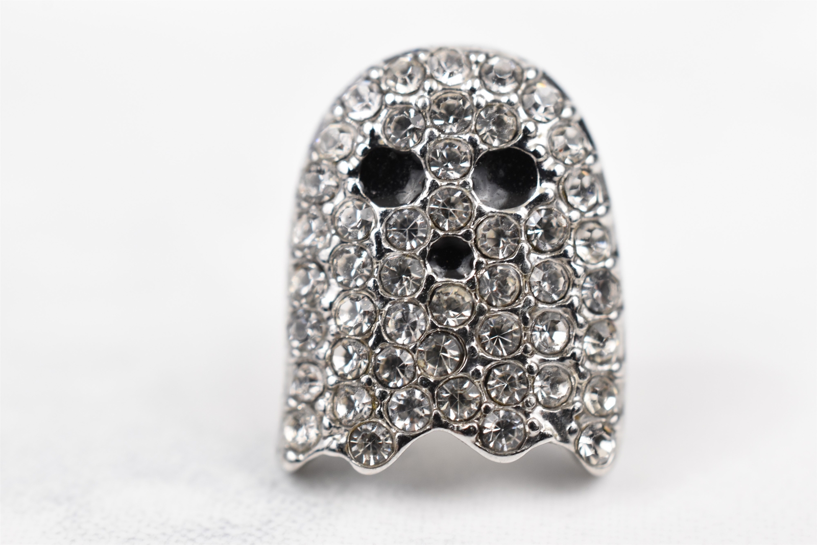 1980s Pac-Man Earrings, Silver Plated w/ Rhinestones – Choose Your Ghost!