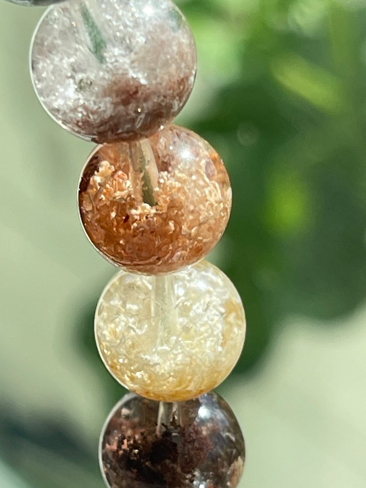 Flower Garden Quartz Bead Bracelet Top Quality Lodolite Crystal Gemstone