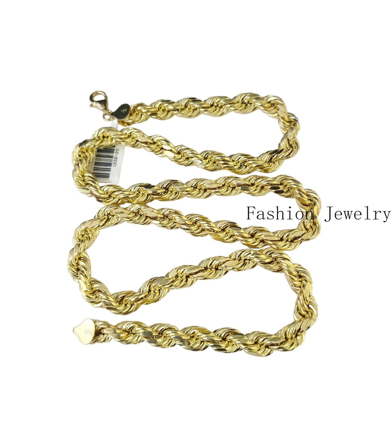 10K Yellow Gold Rope Chain Necklace 8mm 22 Inch REAL 10kt Diamond Cuts Men’s