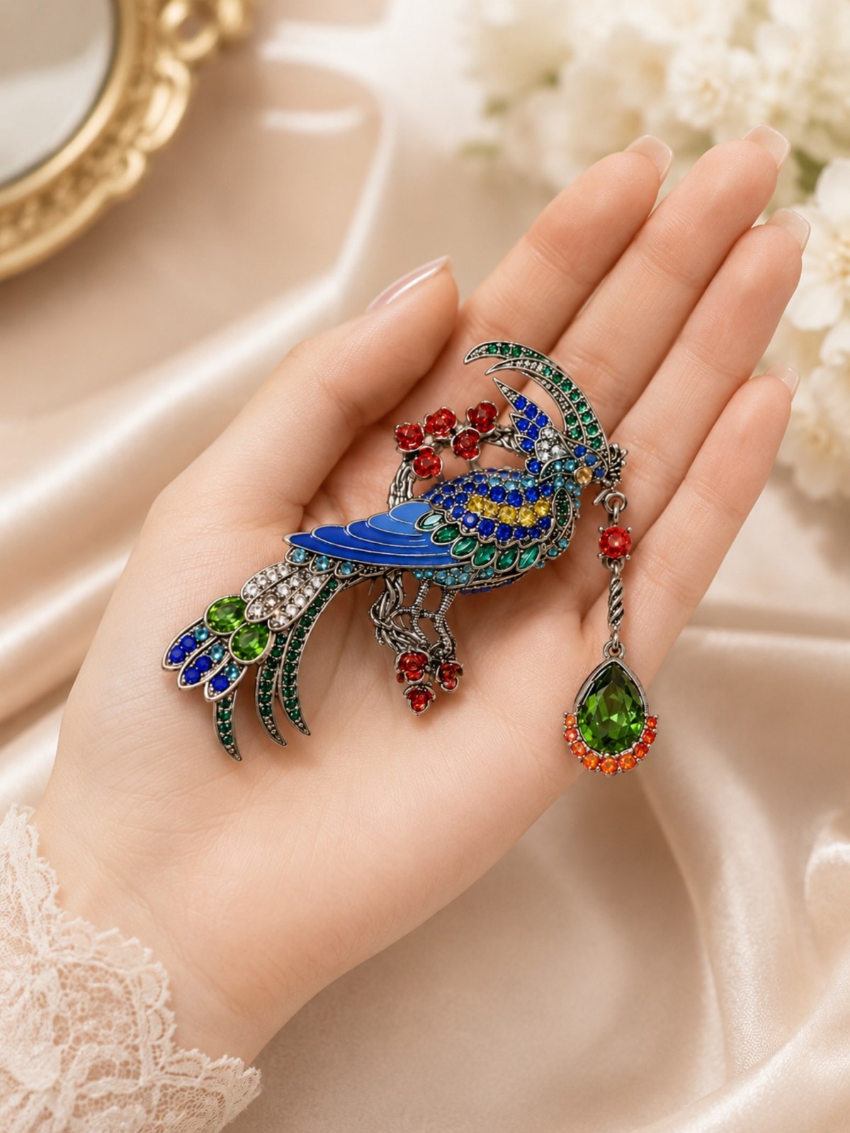 Vintage Bird Brooch Crystal Style Rhinestone Lapel Pin Fashion Jewelry Gift