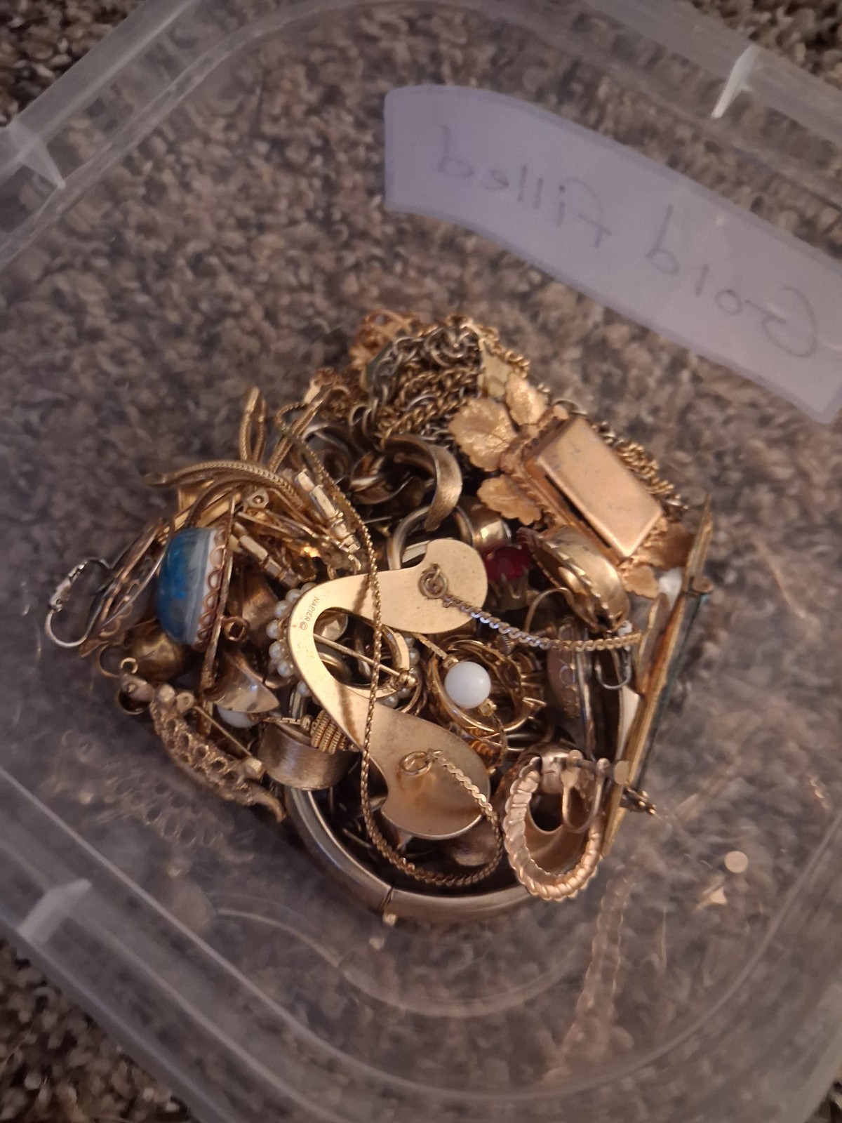 ANTIQUE VINTAGE 12k GOLD FILLED JEWELRY 30+ PC LOT BROOCHES EARRINGS BRACELETS