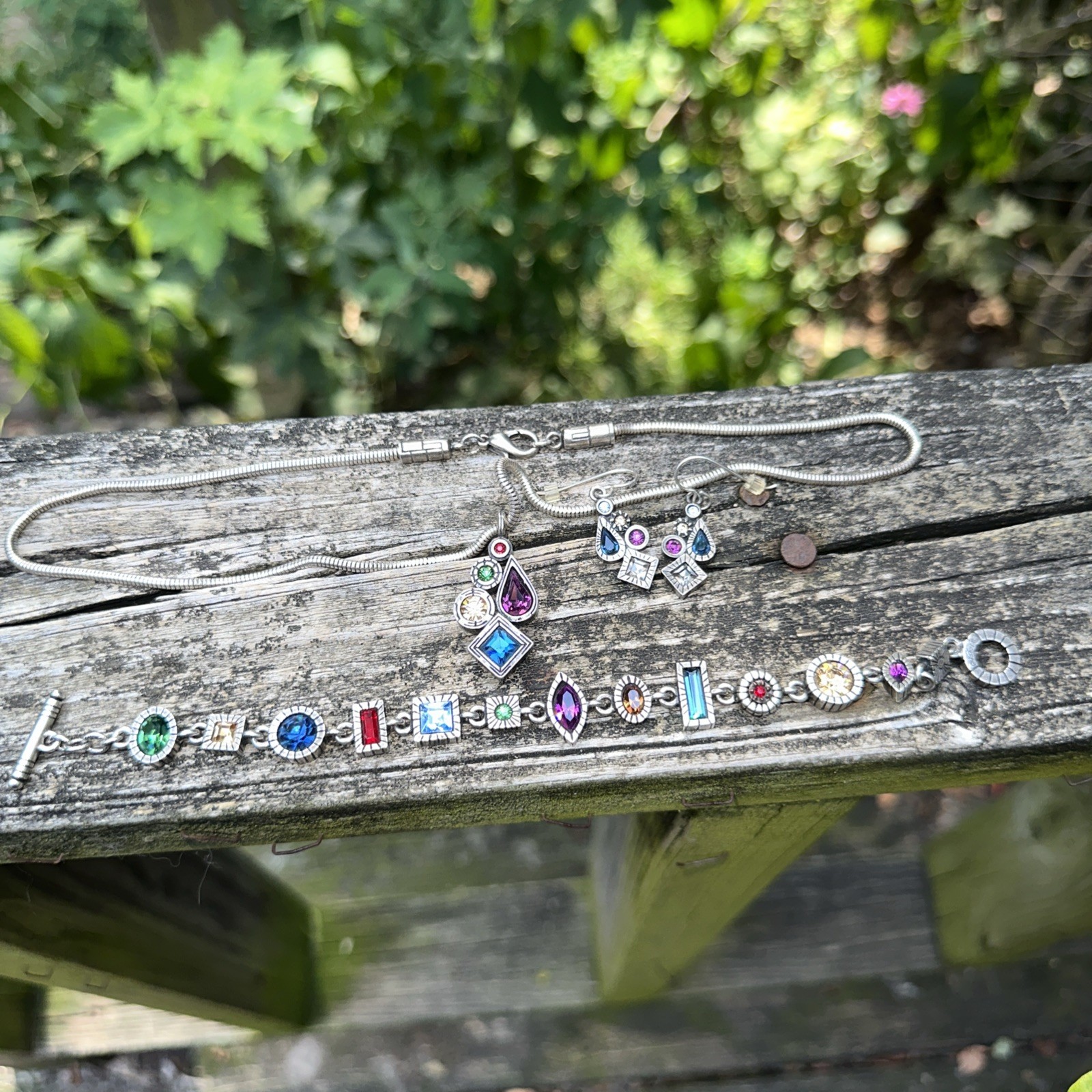 NWOTMINT!! Patricia Locke Silver Charm/Cluster Necklace, bracelet, And Earrings