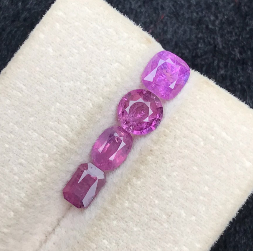 4 Pcs Kashmir Purplish Pink Sapphire 3.20 CT Faceted Cut Natural Loose Gemstone