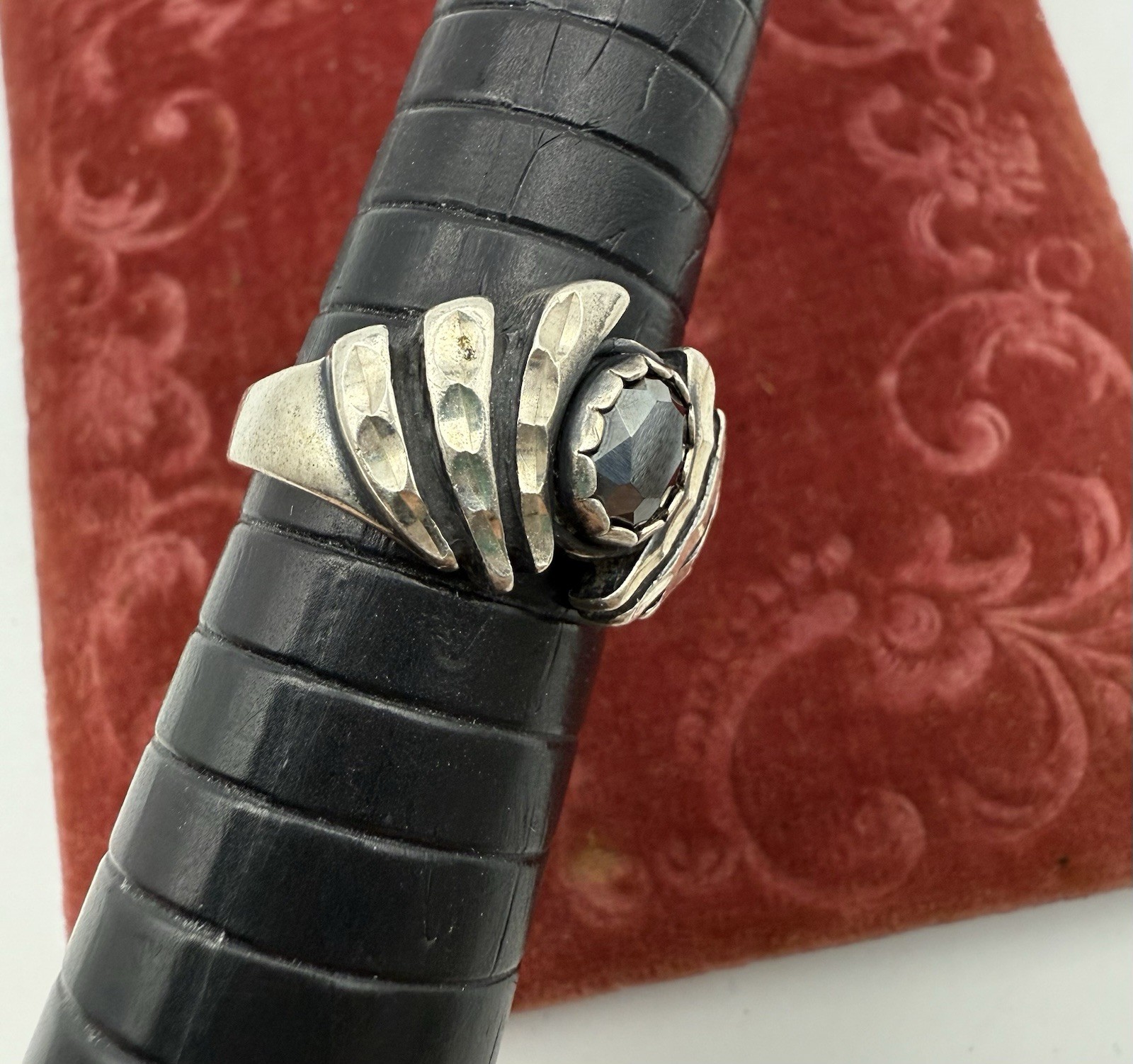 VTG Sterling Silver & Hematite Ring Size 6.25 Signed Wheeler J133