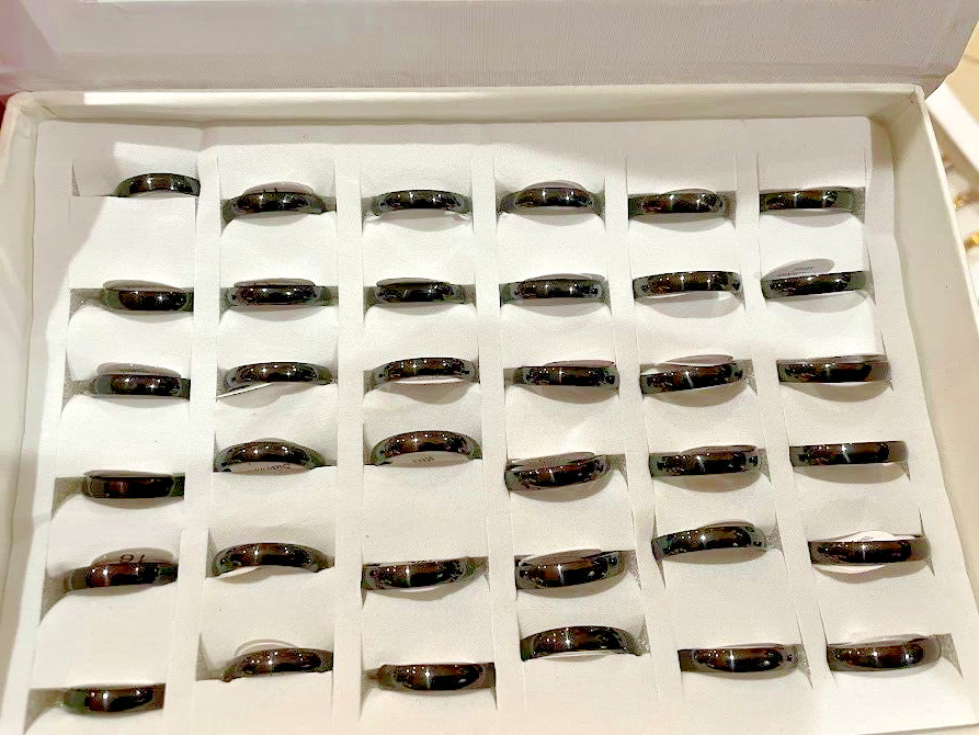 36 Pcs Bulk Wholesale Magnetic Hematite Rings Energy Therapy Black Band Resale