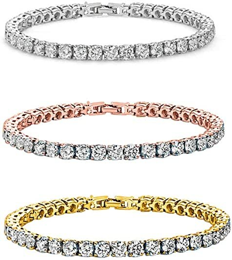 Women’s 4MM Round Cubic Zirconia Tennis Bracelet 7.5 Inch – Swarovski Elements