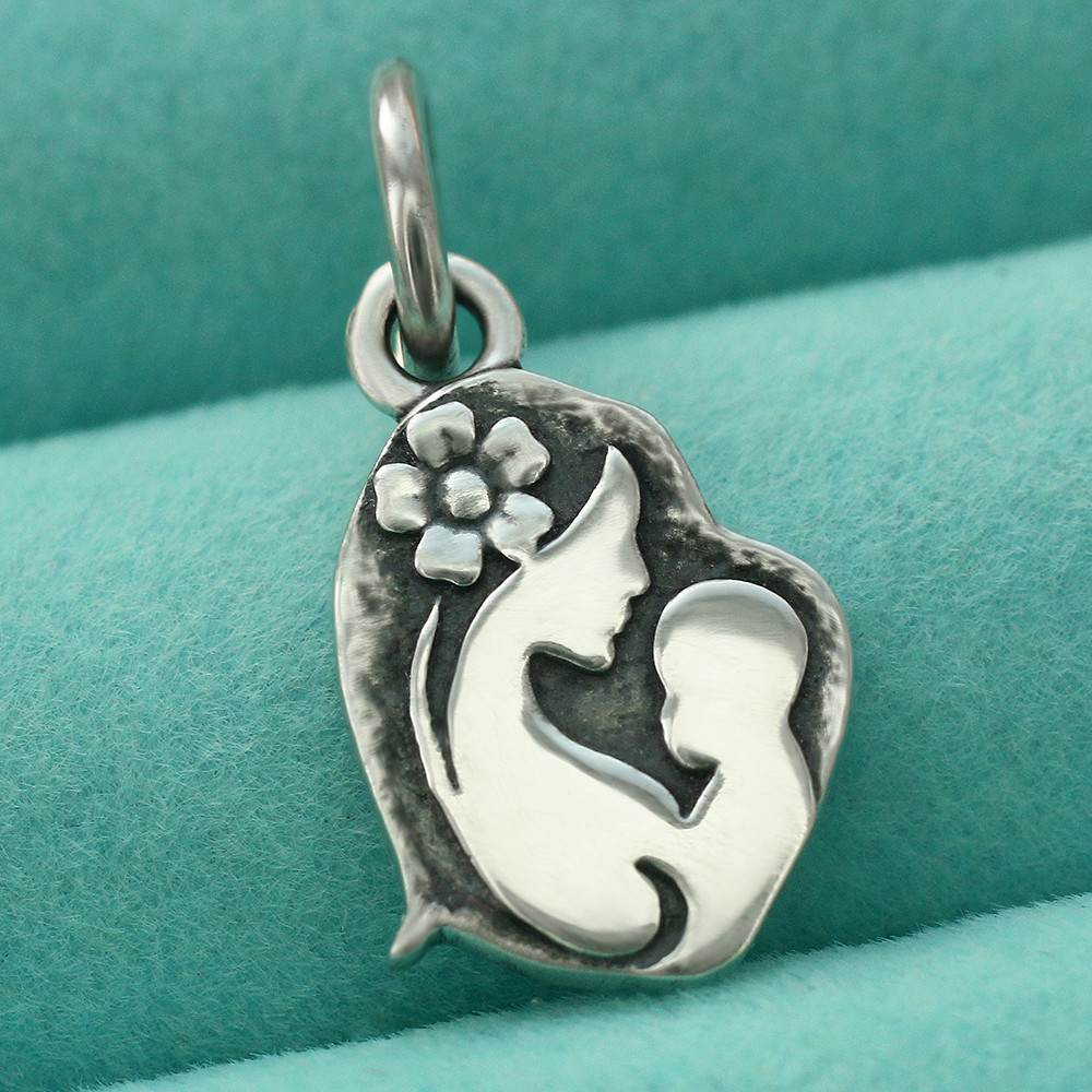 925 Sterling Silver Mom Baby Charm Pendant Baby Shower Mother’s Day For Necklace