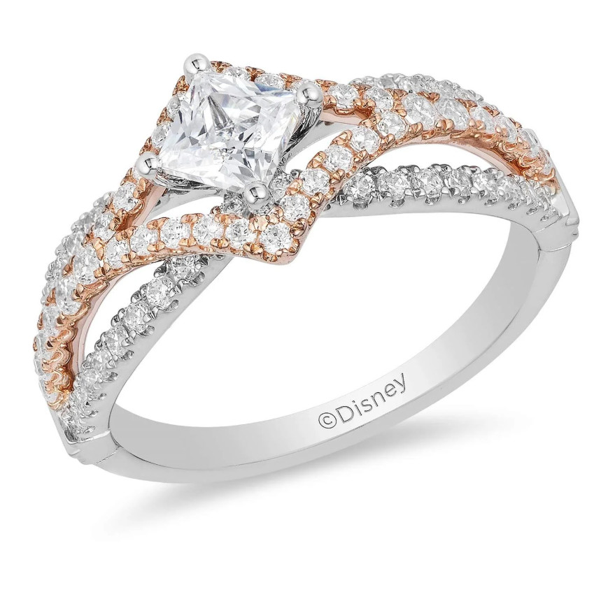 Enchanted Disney Aurora Inspired Princess Two Tone Cut Engagement In 925 Silver