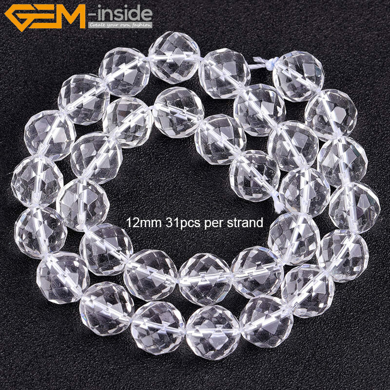 Natural AAA Grade Round White Clear Crystal Rock Quartz Jewelry Making Beads 15″