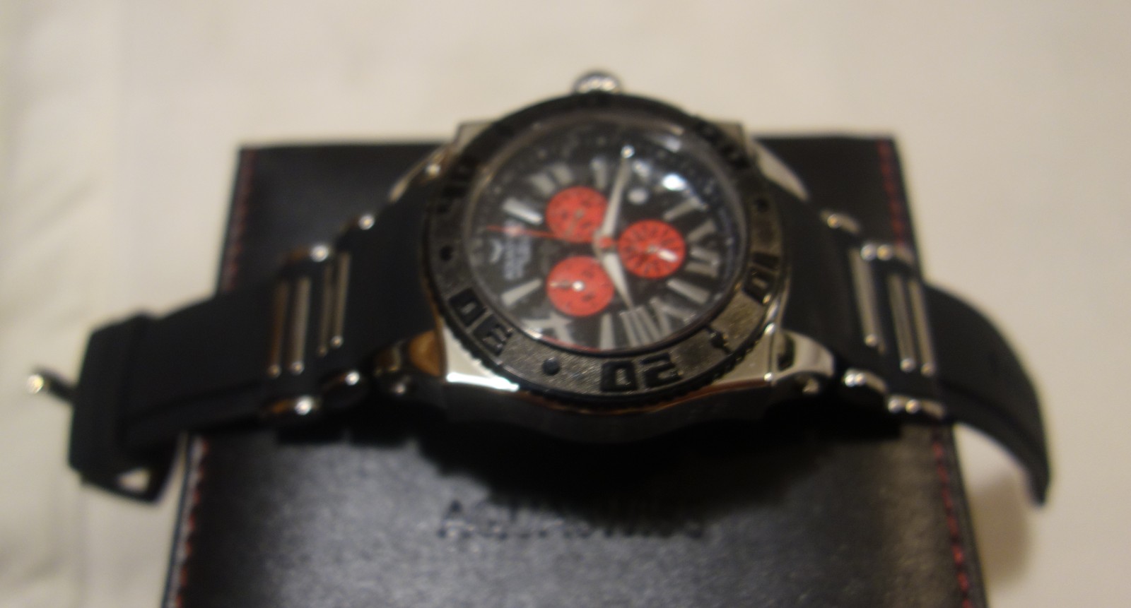 AQUASWISS Chronograph SWISSport Swiss Watch silver black red New