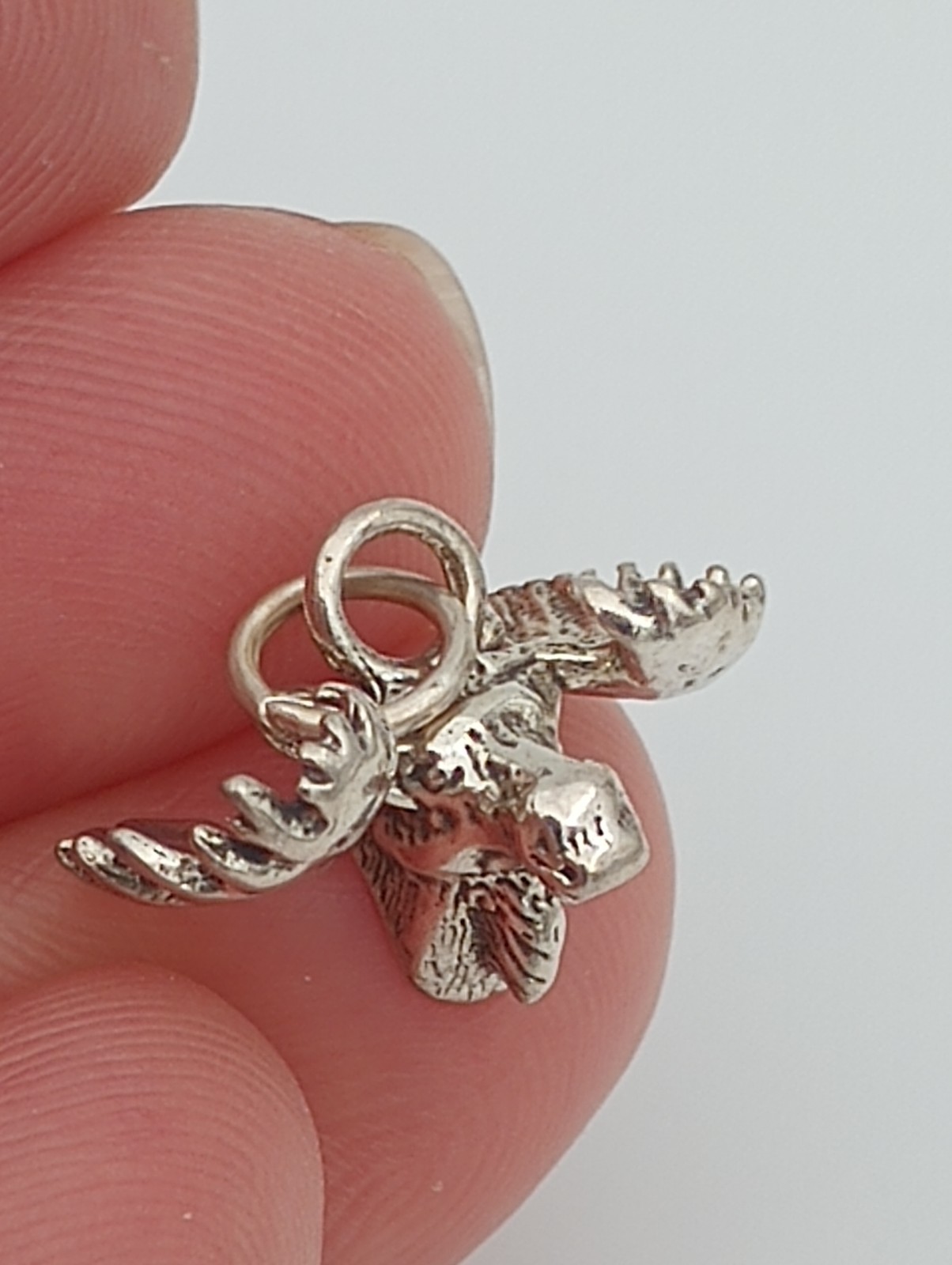 moose charm sterling silver hunting moose horns 3D 925 .925
