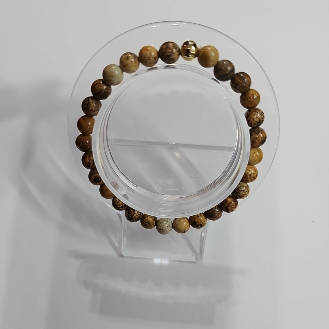 Stretch Bracelet ~ Picture Jasper ~ White Howlite 8mm and 6mm Beads Mix & Match
