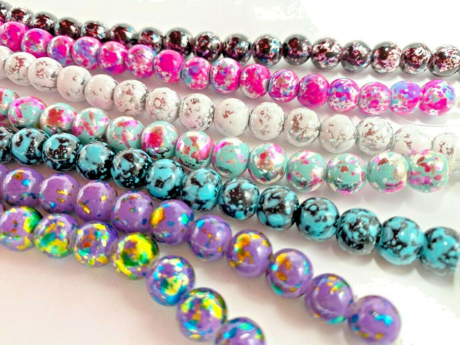 8mm Round Glass Beads for Jewelry Making Round Bead 200 pcs Specialty Mix