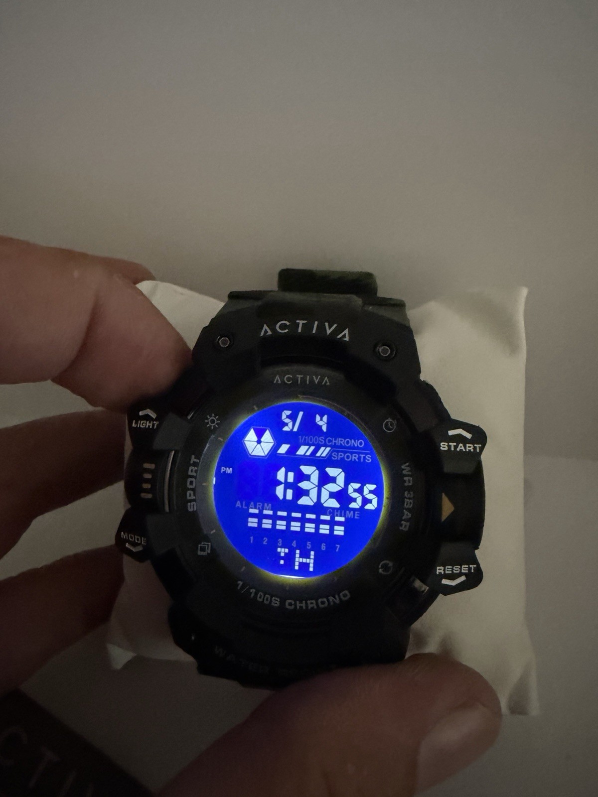 ACTIVA ACW8050 Digital Sport Watch Green/Black Resin Strap Alarm Blue Backlight