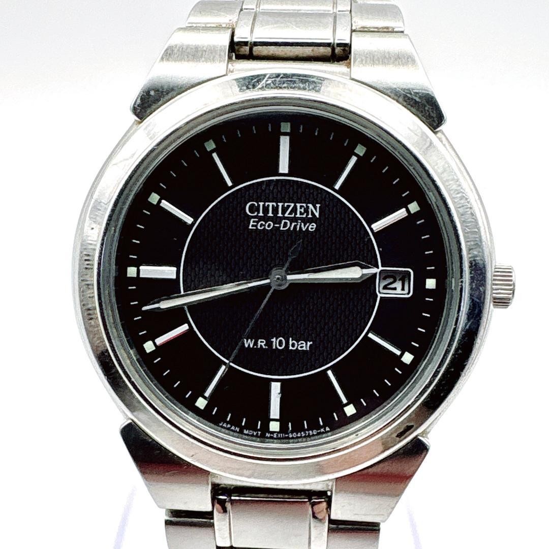 CITIZEN BM6770-51E Eco-Drive Chronograph Black Silver Stainless Used Japan