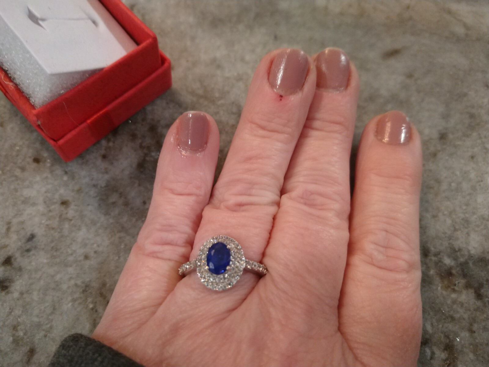 Regal/Elegant 1.60 TCW Diffused BlueSpinel, ZirconDoubleHaloRing/Plat/SS,sz 7,