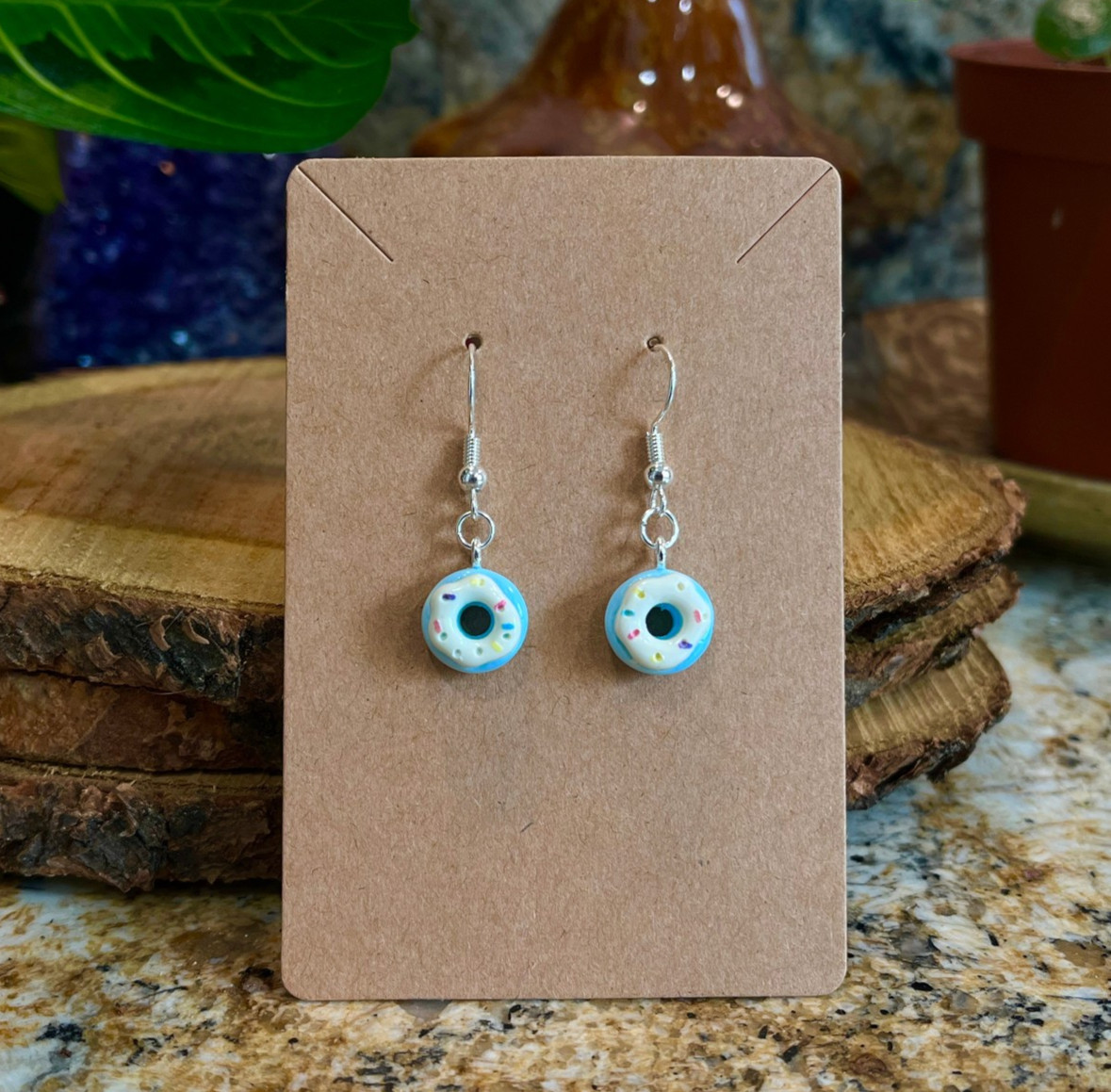 Sterling Silver Donut Doughnut Sprinkle Dessert Pink Food Cute Handmade Earrings
