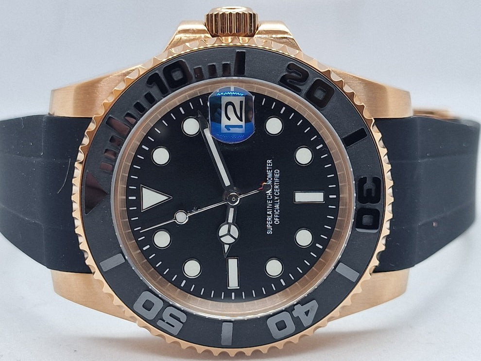 Custom Built – Black Gold Diver Style NH35 Japanese Automatic Sport Watch