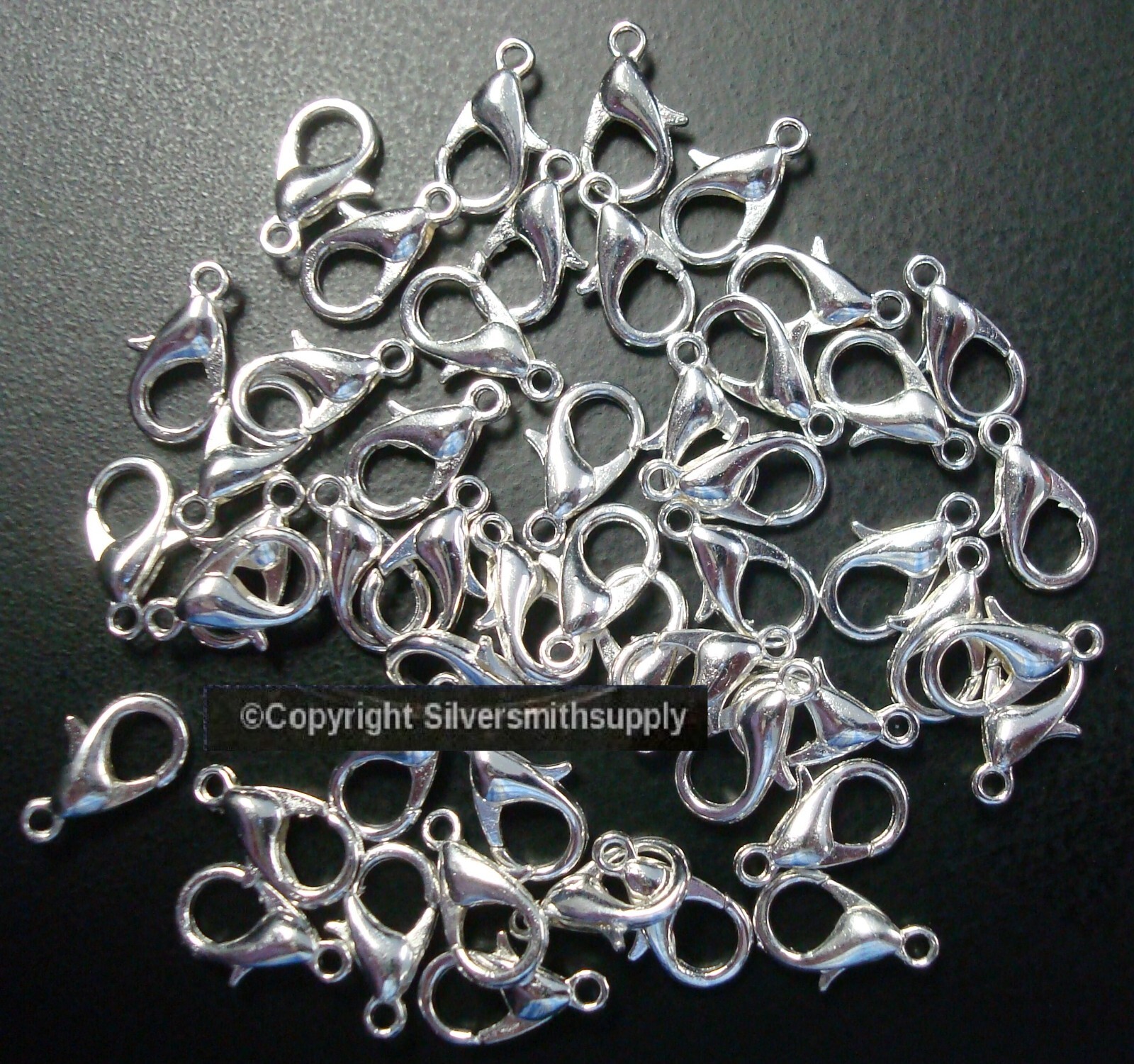 50 Silver plated steel necklace lobster claw jewelry clasps 12mm FPC190