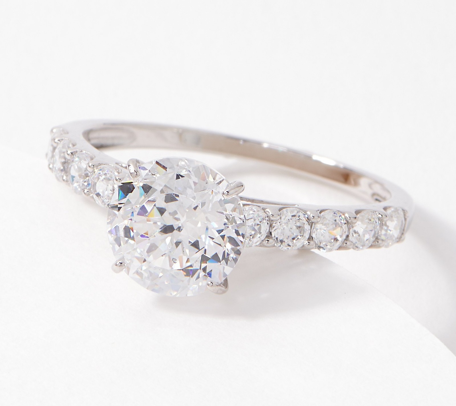 Diamonique 2 cttw 100-Facet Solitare Ring, 14K Gold, Size 7