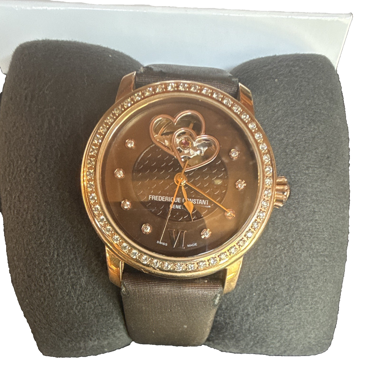 Frederique Constant Swiss Made Automatic Diamond Bezel 34mm Black Dial/Strap