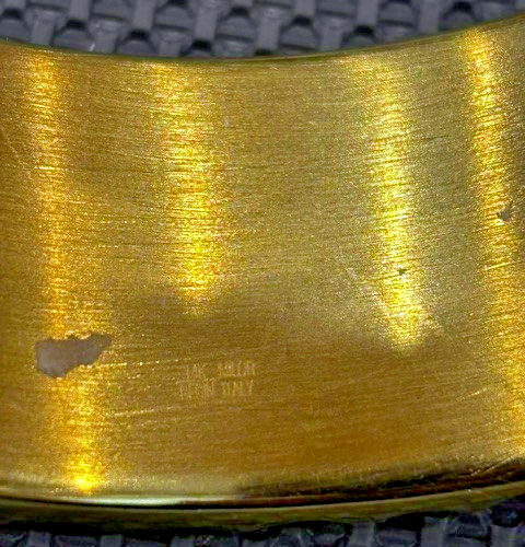 MILOR 14K Yellow Gold Resin Core Bold Textured Bangle Bracelet Large 7.75″