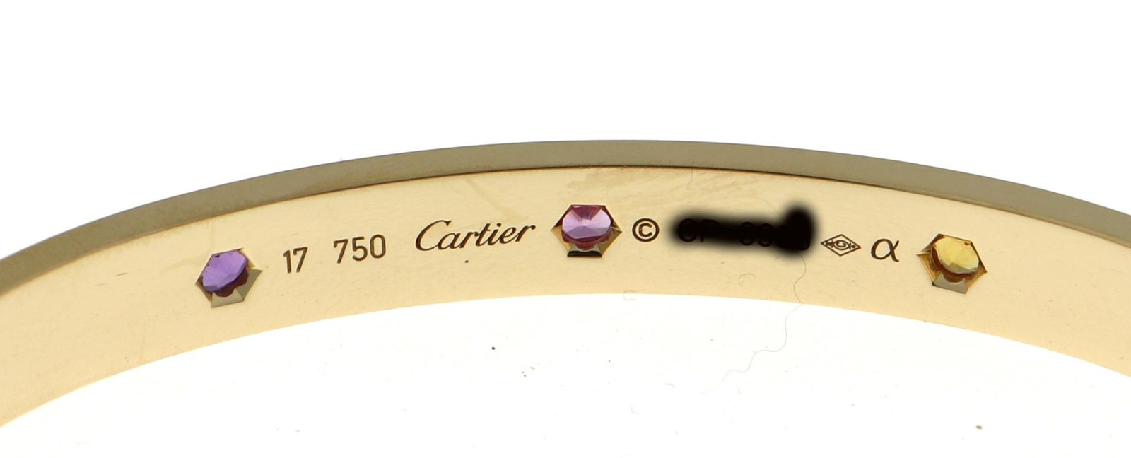 Cartier Love Limited 18k YELLOW Gold Sapphire Gem Rainbow Bracelet Sz 17 Box COA