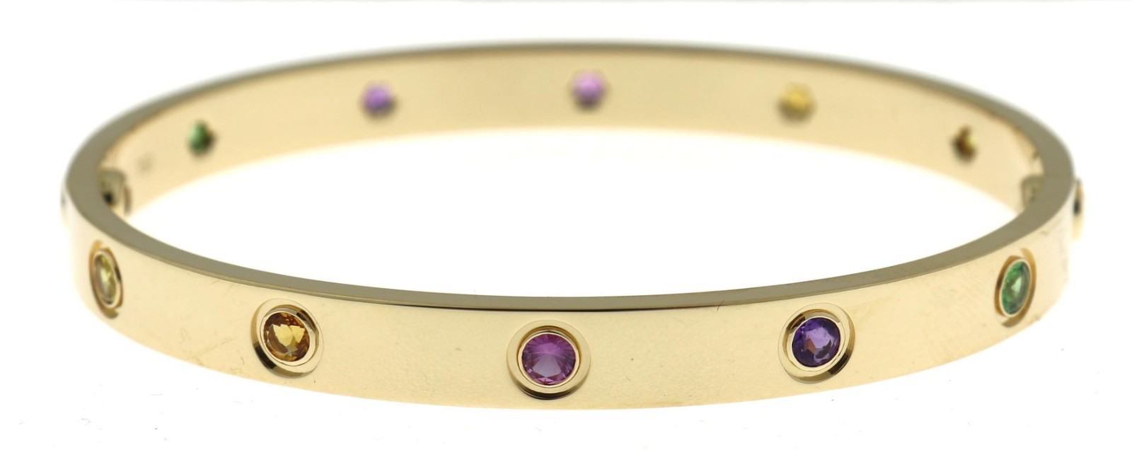 Cartier Love Limited 18k YELLOW Gold Sapphire Gem Rainbow Bracelet Sz 17 Box COA