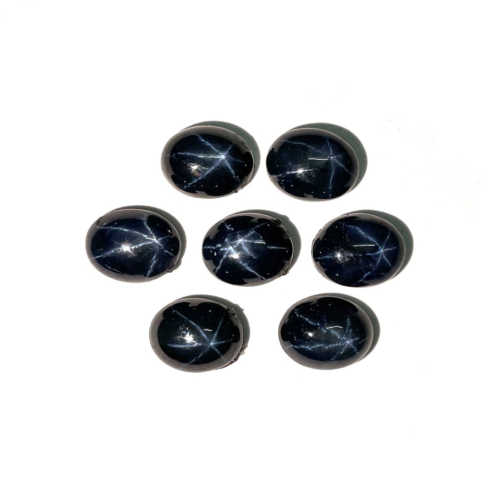 Diffused Star Blue Sapphire Oval Cabochon Loose Gemstone Lot 4 Pcs 7*9 MM 12 CT