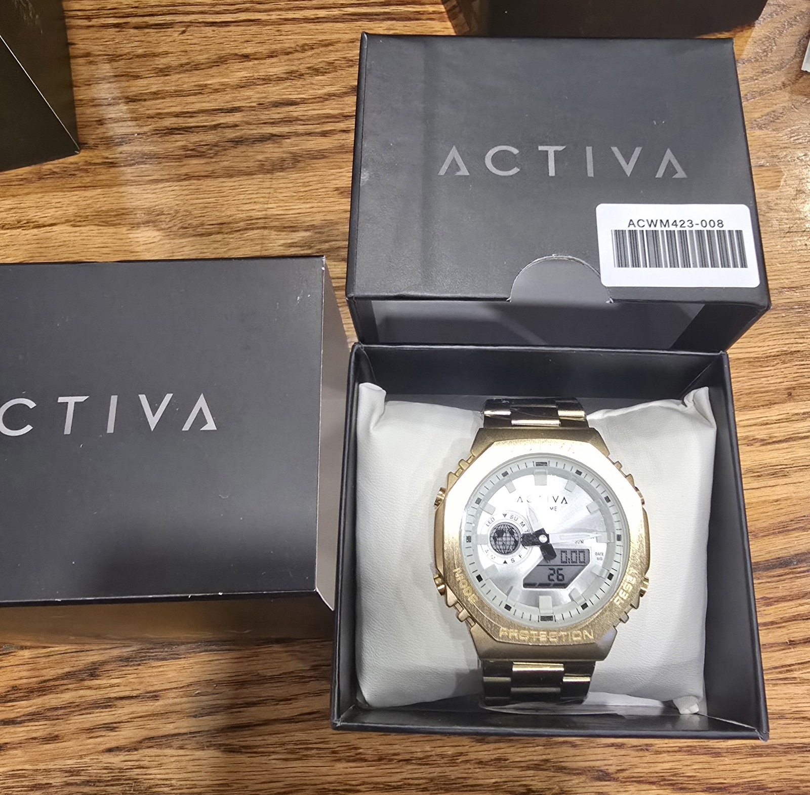 Activa X Invicta Digital Unisex Watch 45.5mm, Gold/White ACWM423-008