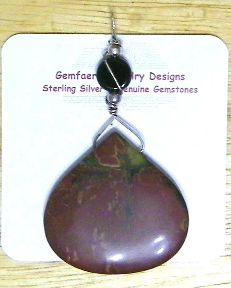 Sterling Silver Wire-Wrapped POPPY JASPER Pendant #303…Handmade USA