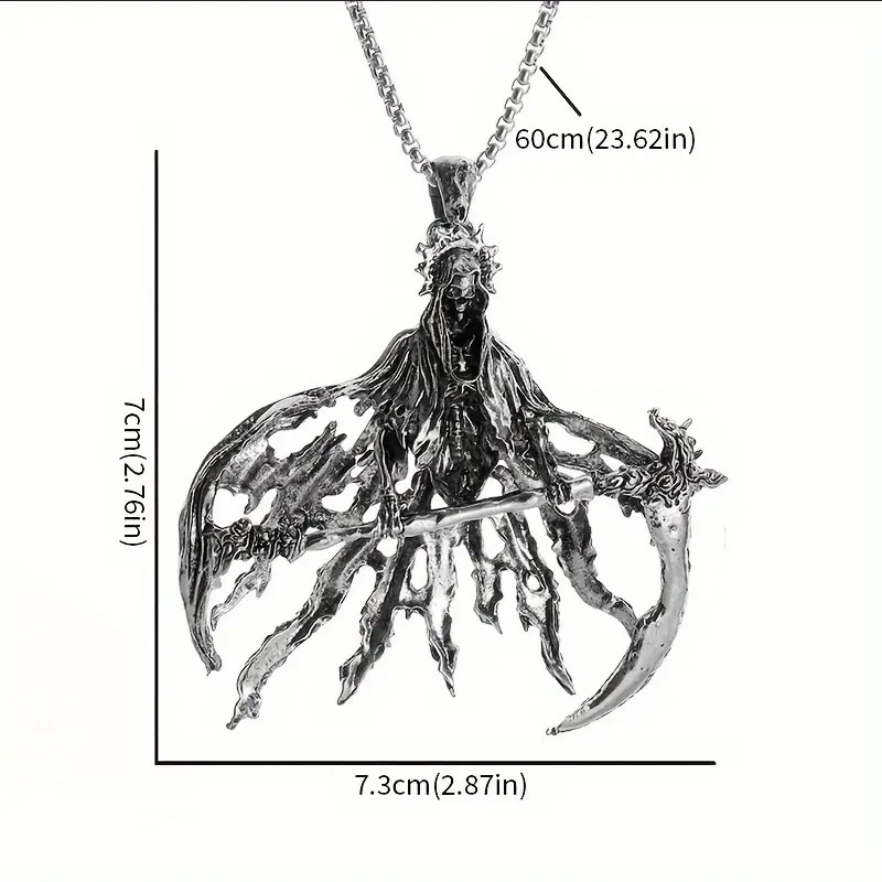 Hell Reaper Jewelry Vintage Silvery Sexy Death Grim Demon Pendant Necklace