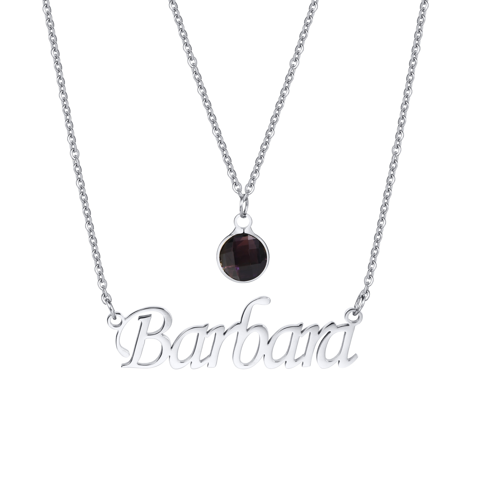 Vnox Personalized Name Necklace Custom Birthstone Pendant Stainless Steel Chain