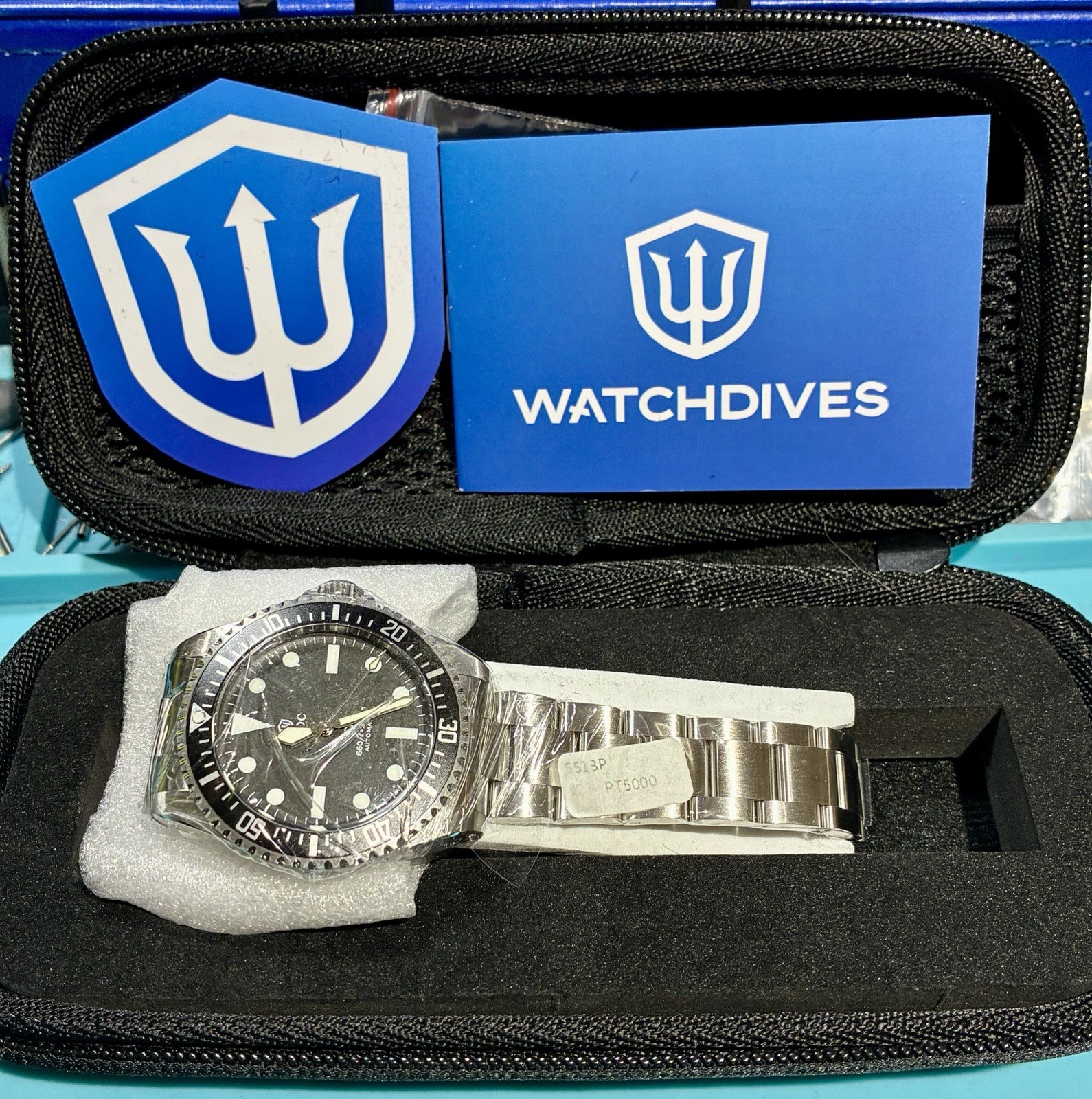WATCHDIVES MILSPEC VINTAGE STYLE DIVER PT5000 HIGH BEAT AUTO SAPPHIRE STAINLESS