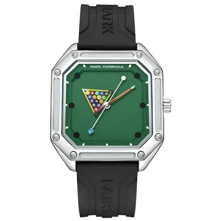 Mark Fairwhale Mens Black Pool Table Billiards Watch Quartz Rubber Strap FW-5047