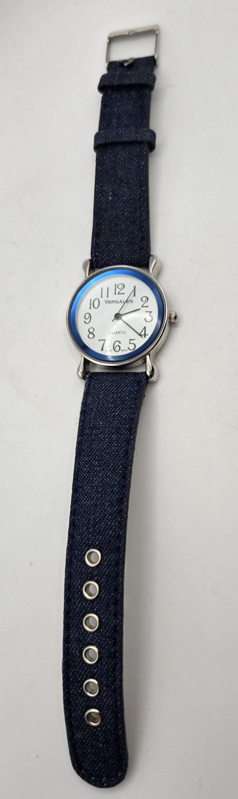 Varsales Women’s Silver Tone Quartz Watch w/Blue Denim Leather Band *WORKS*👖