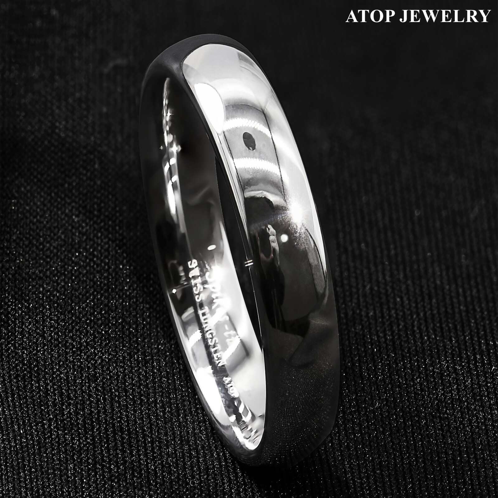 Tungsten Carbide Silver White Polish Dome Wedding Band Ring ATOP Men’s Jewelry