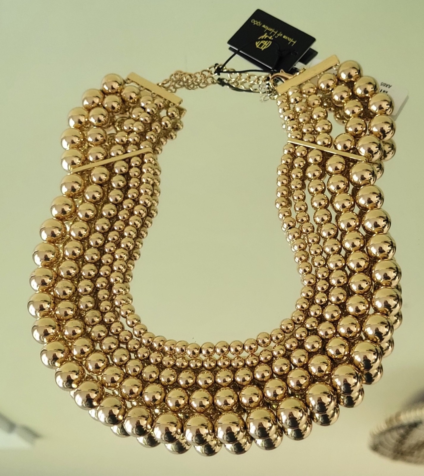 HOUSE OF HARLOW 1960 MULTI STRAND STATEMENT GOLDTONE BEADS NECKLACE