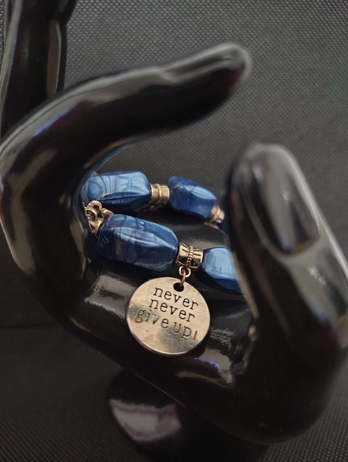 Blue Beaded Charm Bracelet
