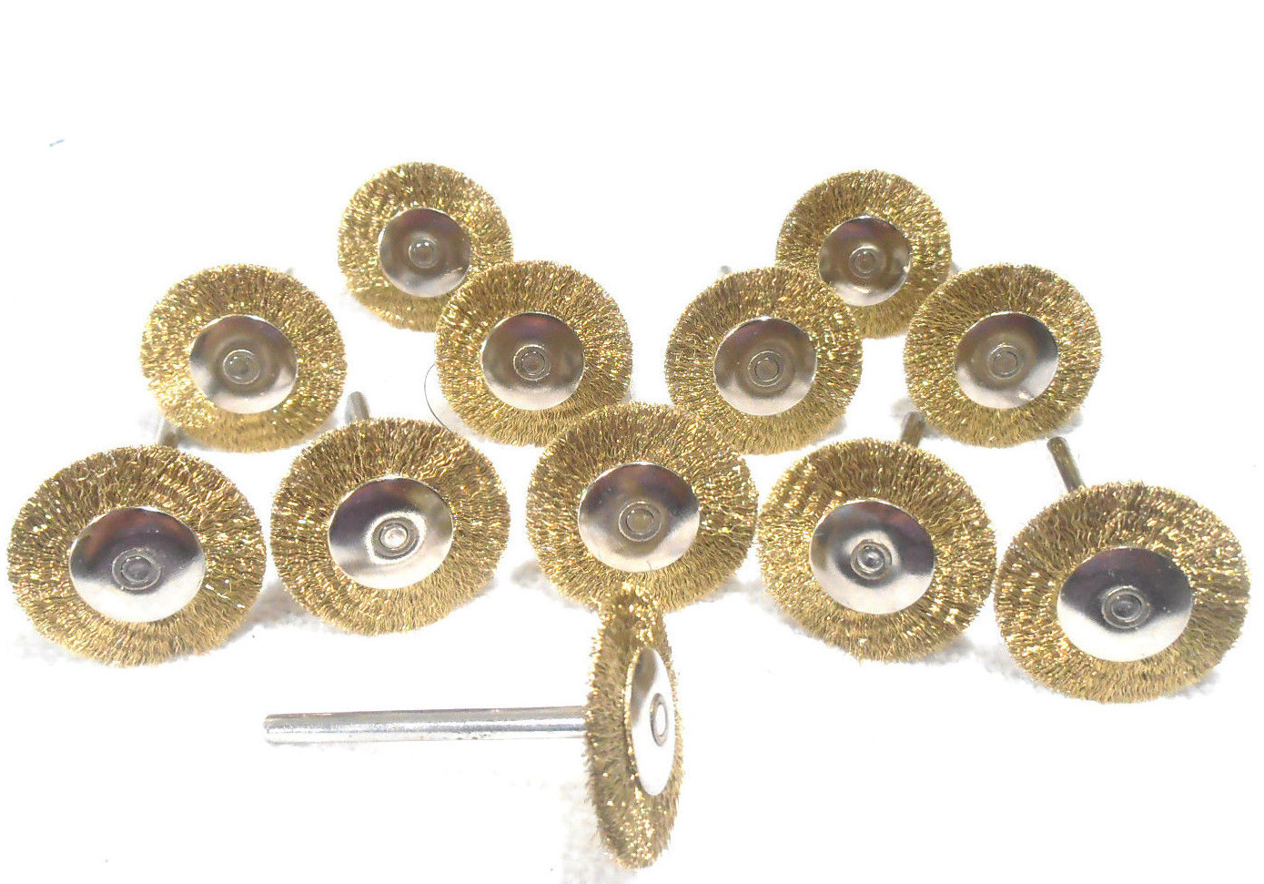 BRASS WIRE BRUSH LOT OF 12 PC. 1″ INCH BRASS WIRE BRUSH FOR ROTARY TOOL