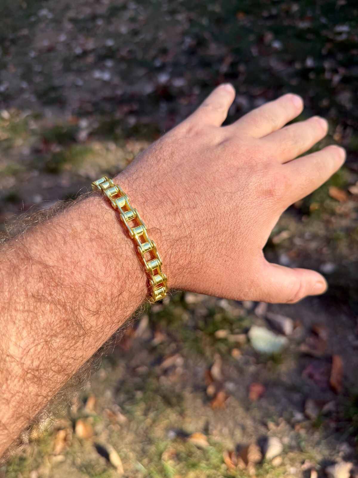 Bicycle Link Bracelet Real 14k Gold Vermeil 925 Silver Handmade 9mm Bike Chain