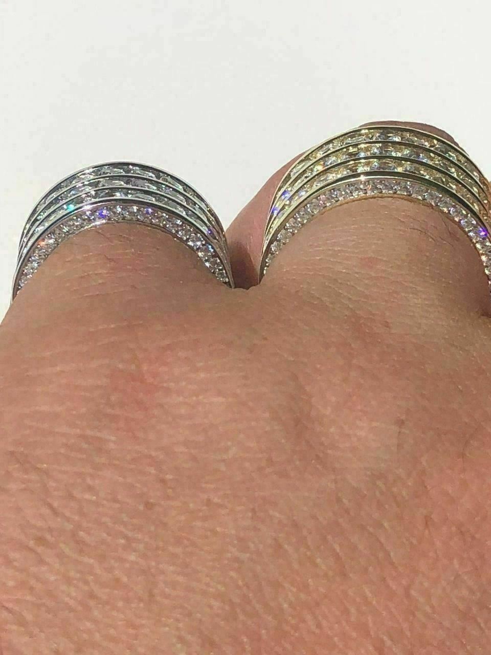 Men’s Tennis Ring Solid 925 Silver 14k Gold Plated Pinky Wedding Band CZ