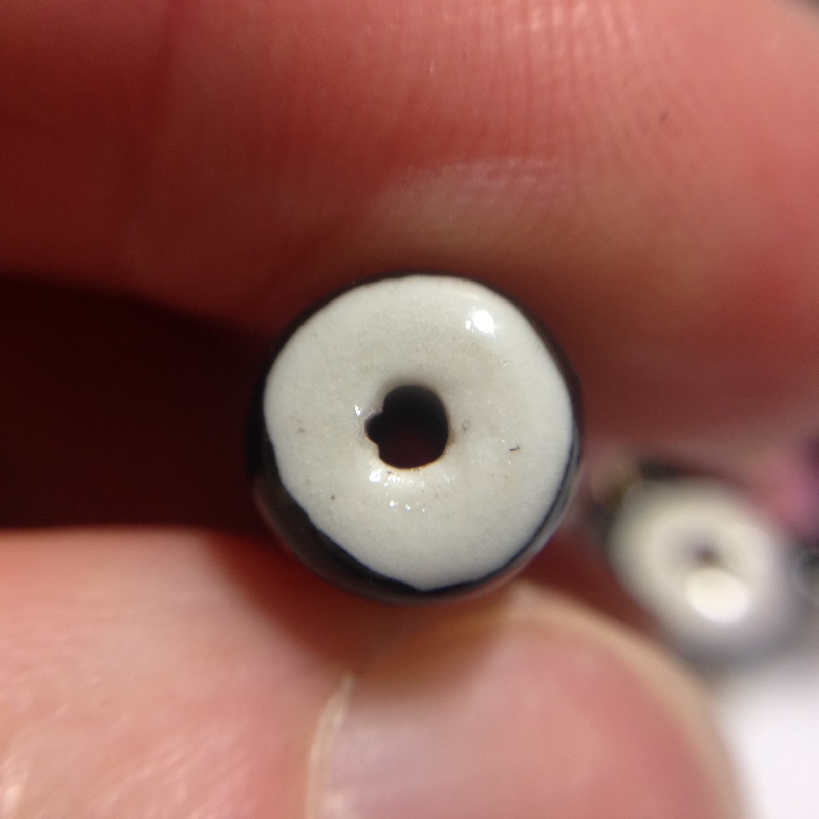 Black Porcelain Hand Painted Floral Cylinder/Tube Beads, Approx. 17x9mm , 3PCS
