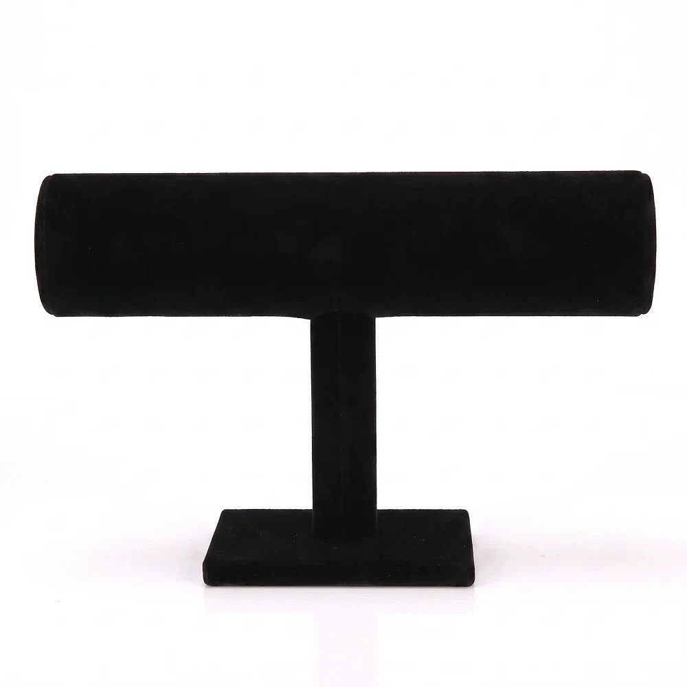 Velvet T-Bar Bracelet Display Stand Black Gray Jewelry Holder Watch Bangle Rack
